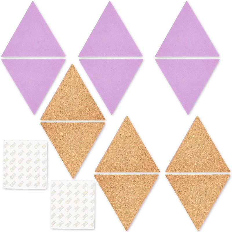 Paper Junkie 12-Pack Double-Sided Triangle Cork Boards Bulletin Boards Wall Decor