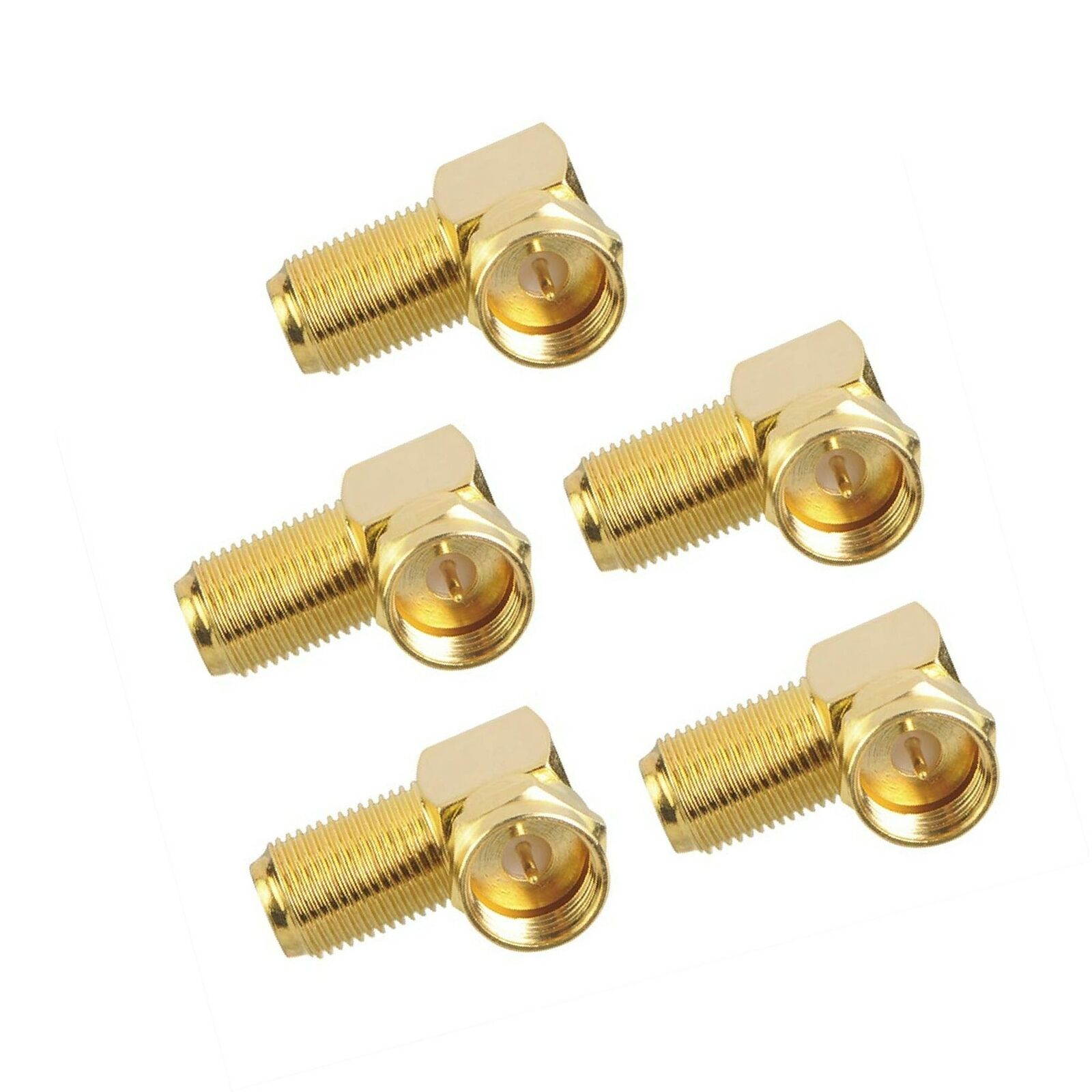 VCE 5-Pack Gold Plated Right Angle F-Type Coaxial RG6 Adapter