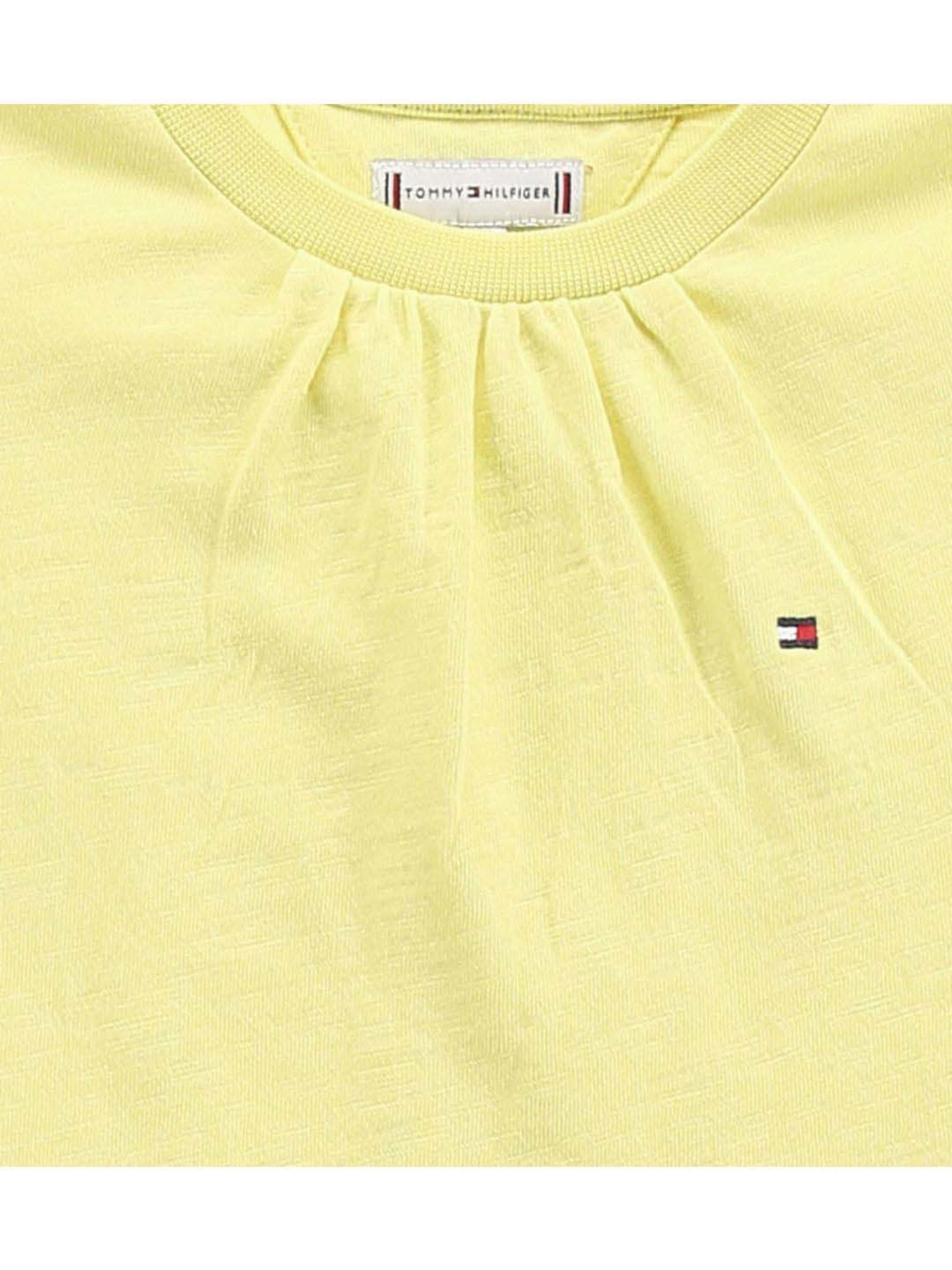 Tommy Hilfiger Girls Yellow Solid Regular Fit T-Shirt