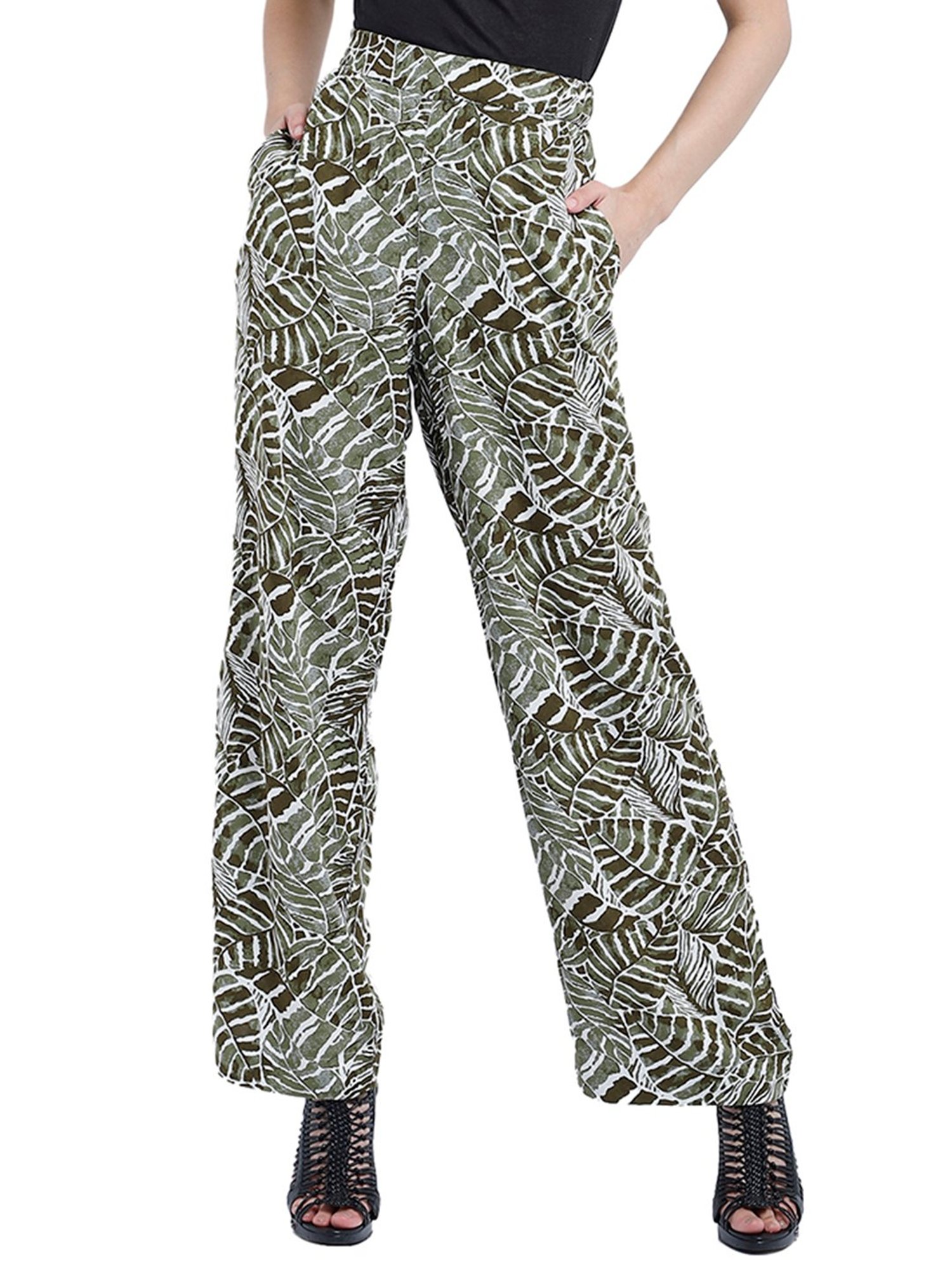 Aditi Wasan Green Regular Fit Elasticated Palazzos