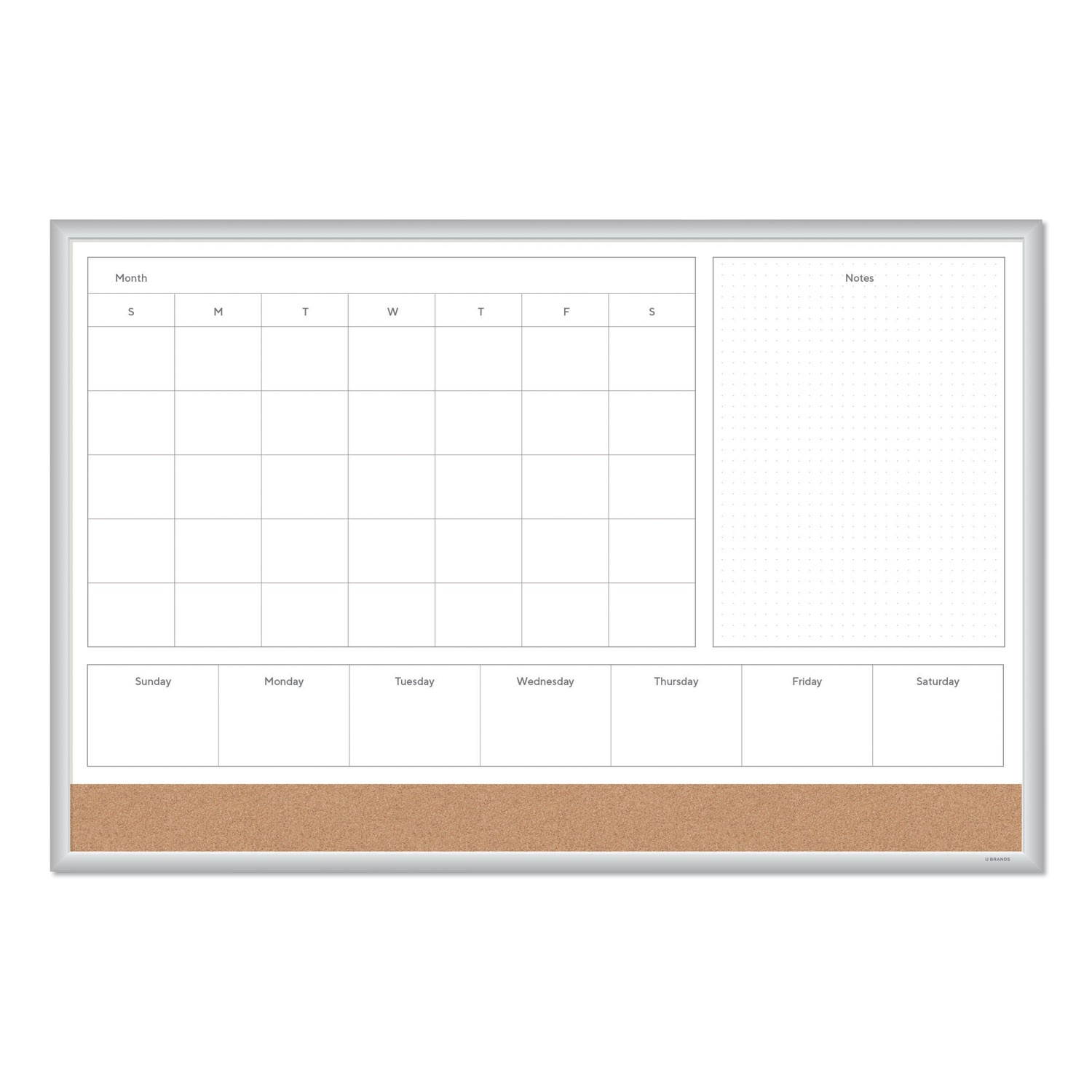 U Brands 4N1 Magnetic Dry Erase Combo Board 36 x 24 White/Natural 3891U00-01