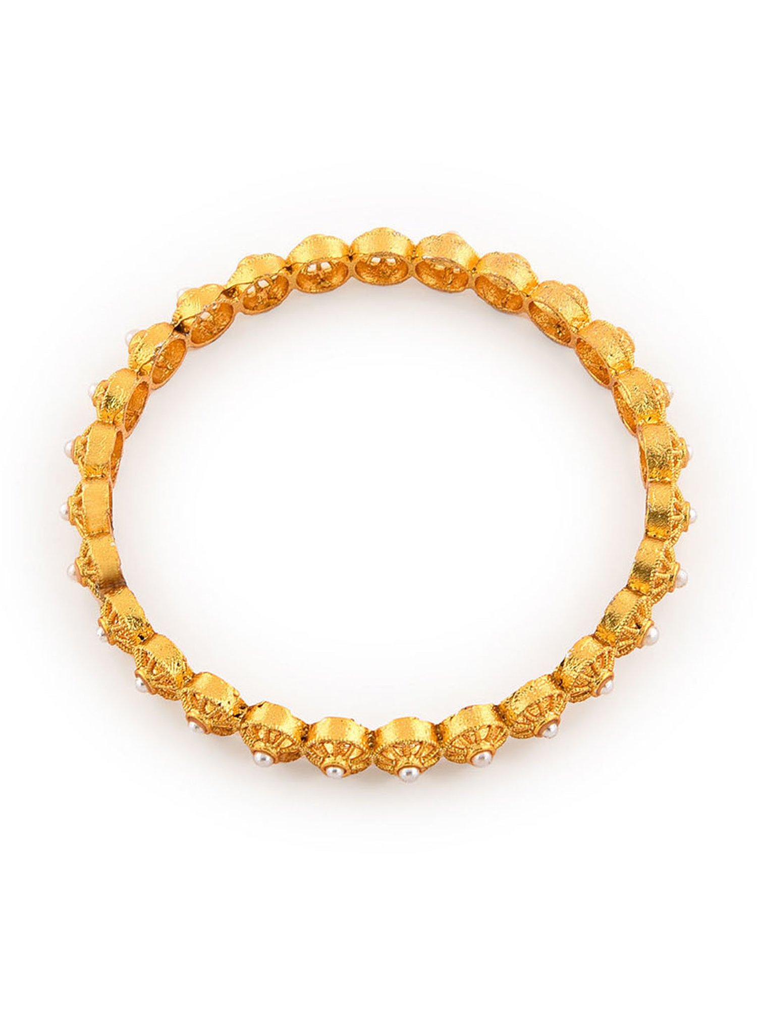 Fida Pearl Spherical Gold-Plated Bangles for Women - Set of 4