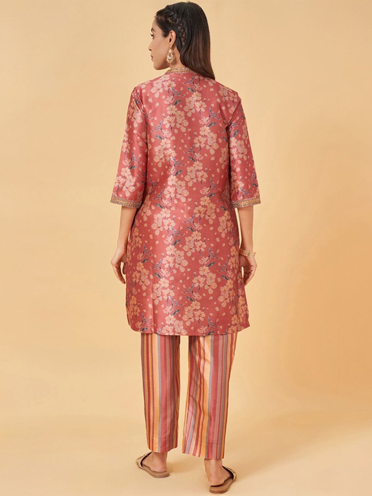 Rangmanch by Pantaloons Pink Printed Kurti Pant Set