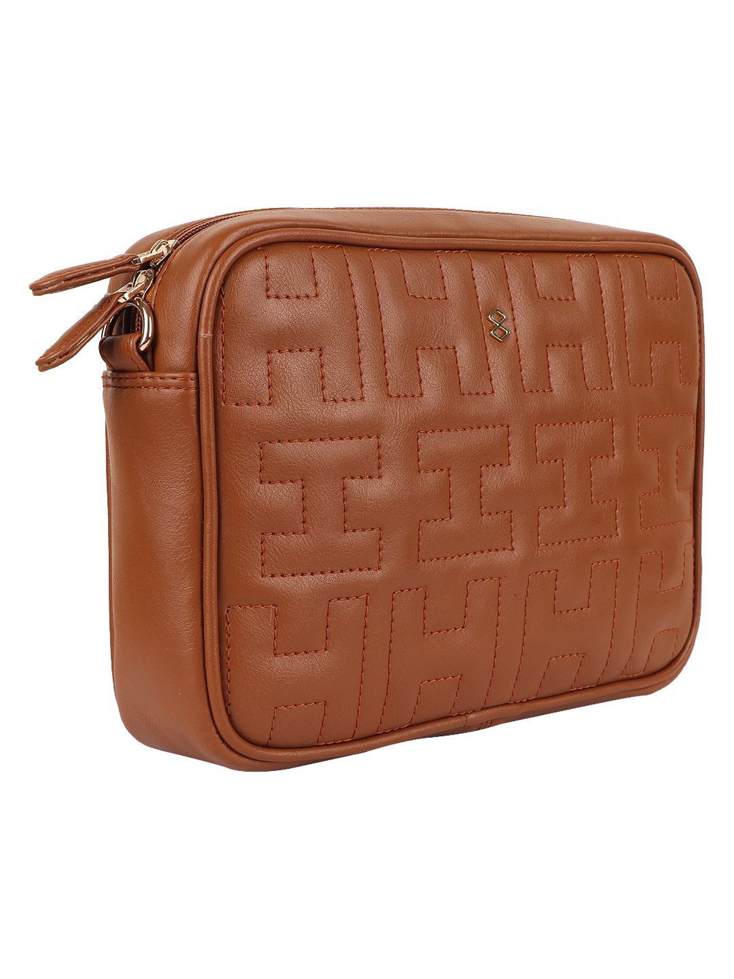 Horra Brown Quilted Small Cross Body Bag