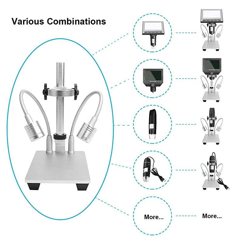 Aluminum Alloy Stand for USB Digital Microscope Camera,  Universal Adjustable Microscope Metal Stand Base Support Holder Bracket for Max 1.4 Inch in Diameter LCD Screen Microscope Endoscope