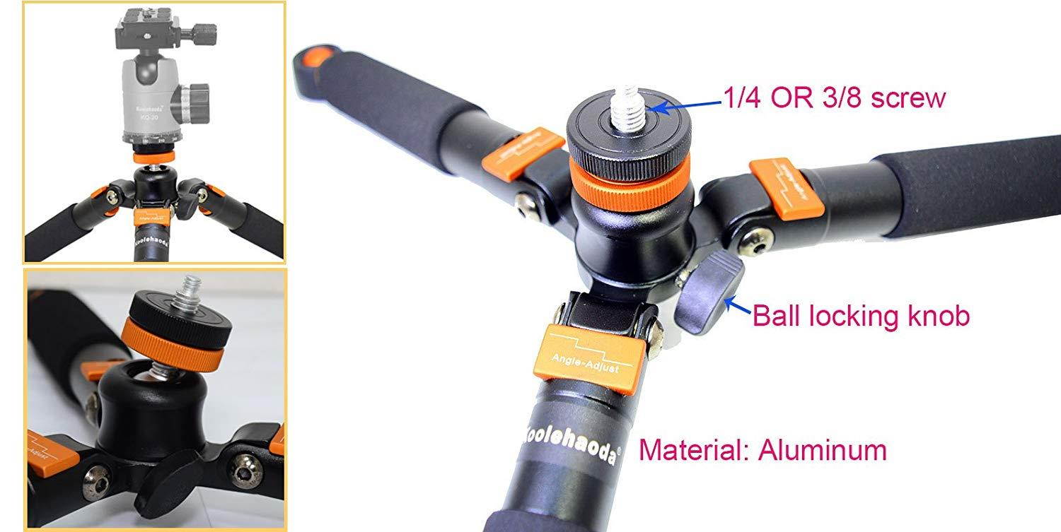 Koolehaoda Mini Tripod & Three Feet Support Stand With 1/4-3/8" Screw For Monopods-SLR Camera Ball Head (A3-Tripod holder)