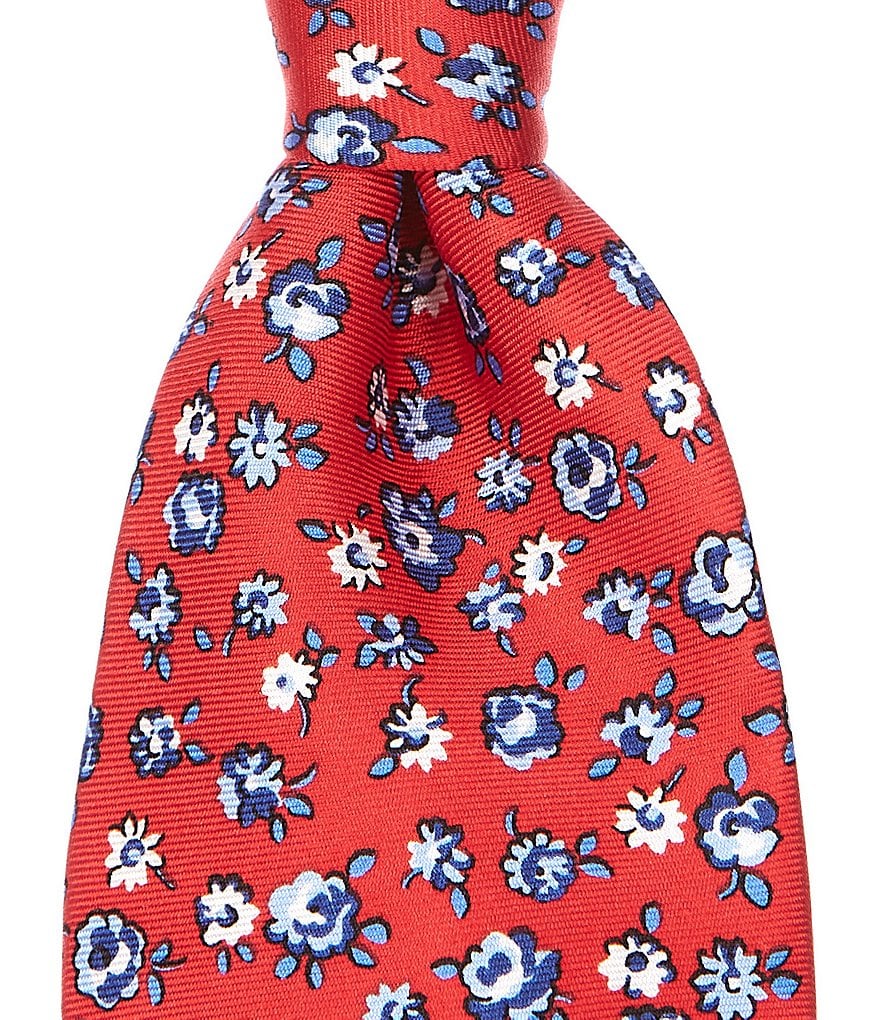 Roundtree & Yorke Carson Floral Print Skinny 2 3/4#double; Silk Tie