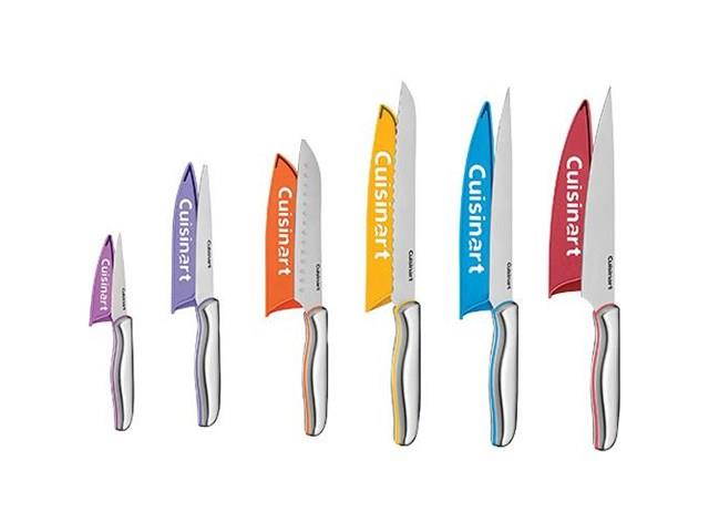 Cuisinart 12 Piece Stainless Steel Color Band Knife Set with Blade Guards C77-12PCS