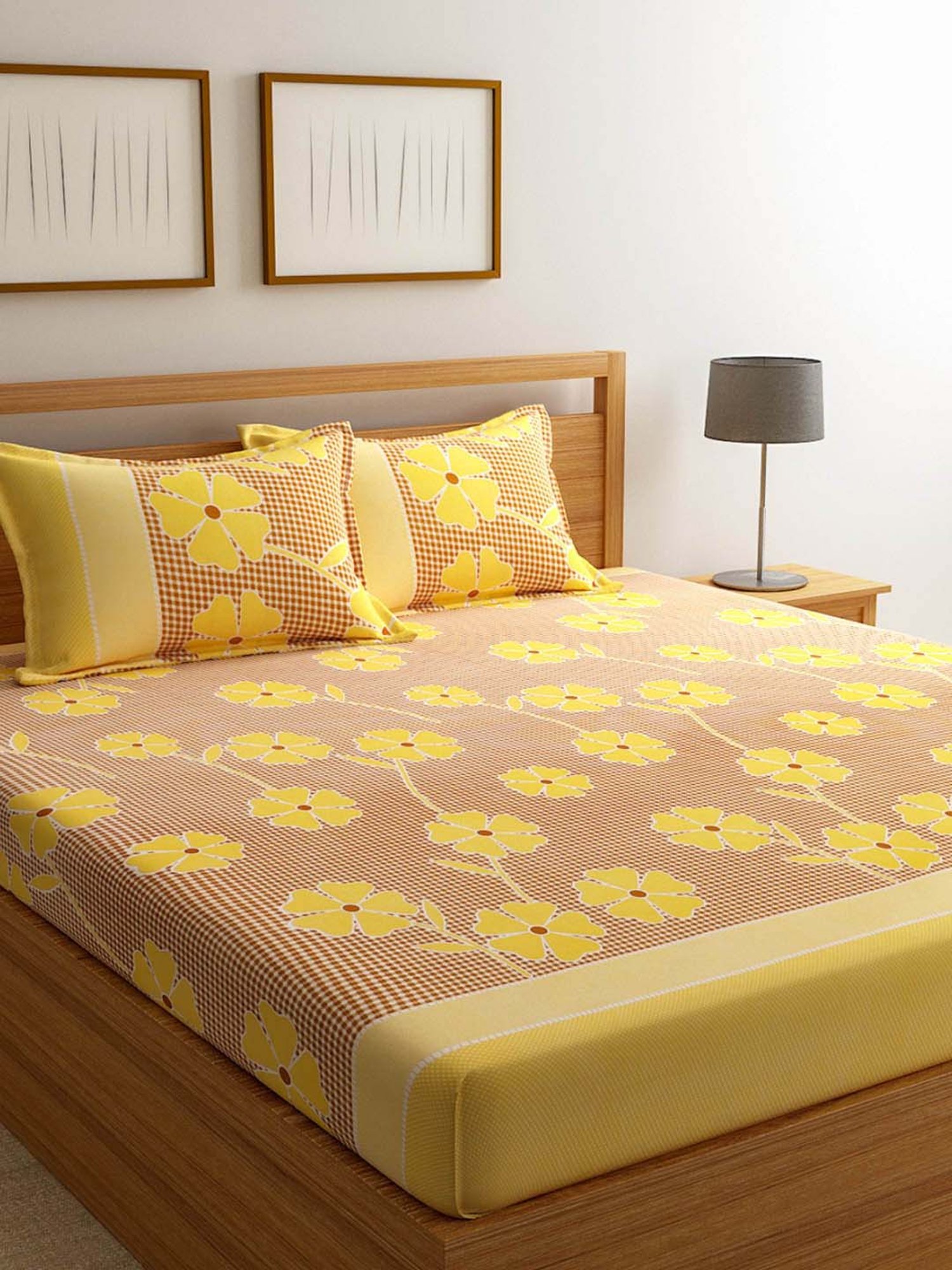 Romee Yellow 144 TC Bed Sheet Set