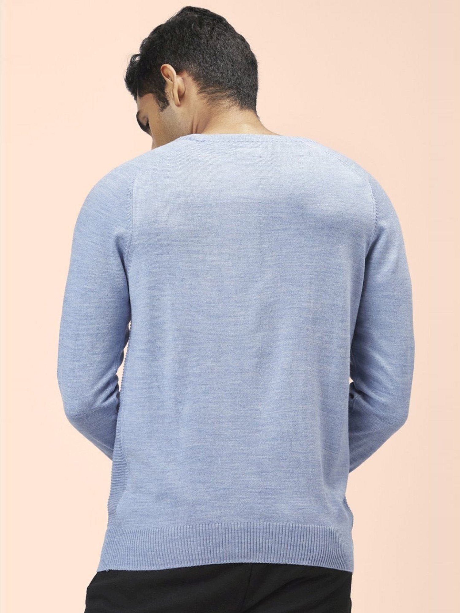 Byford By Pantaloons Light Blue Regular Fit Sweaters