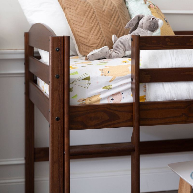 Twin Solid Wood Low Loft Bed Walnut - Saracina Home