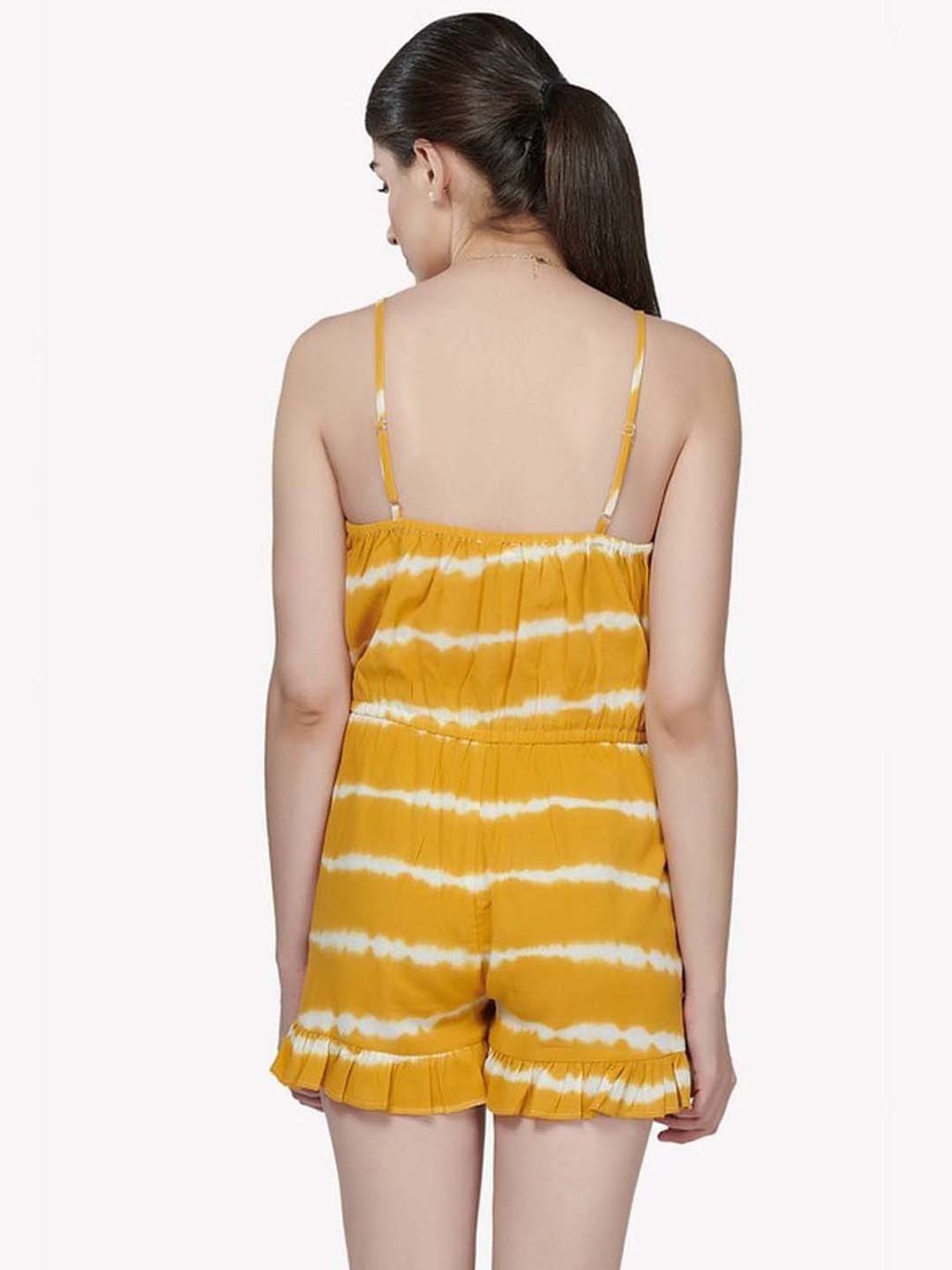 VASTRADO Yellow Tie & Dye Playsuit
