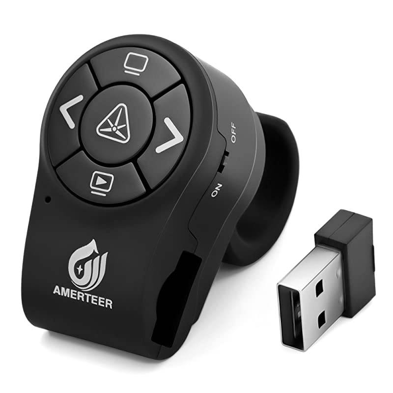 Wireless Presenter RF 24GHz Presentation Laser Pointer Finger Ring Remote PowerPoint PPT Slides Clicker Pen Rechargeable