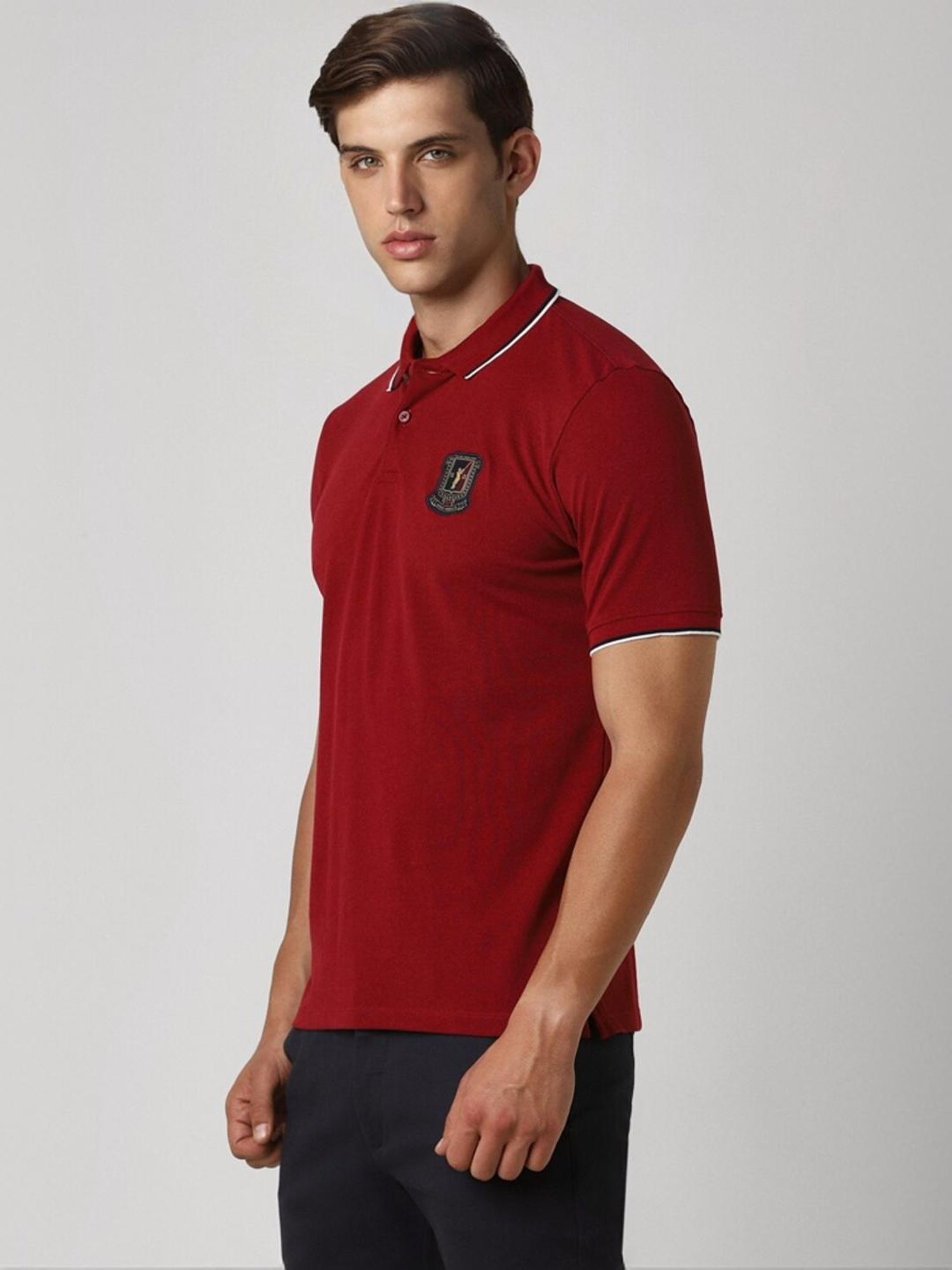 Peter England Red Regular Fit Polo T-Shirt