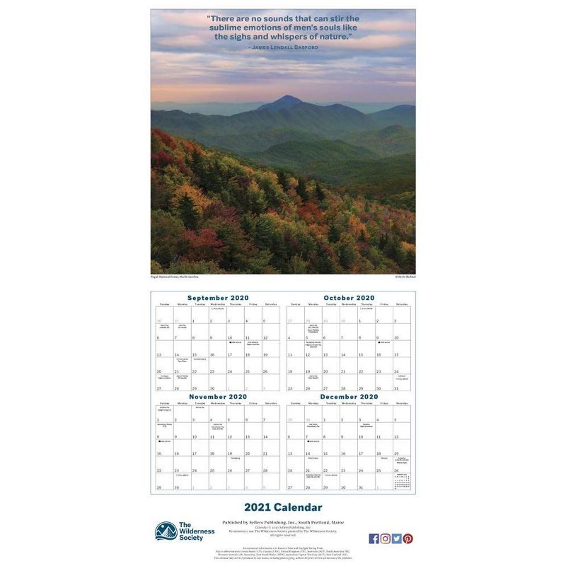 Sellers Publishing 2021 The Wilderness Society 16-Month Wall Calendar Sellers Publishing