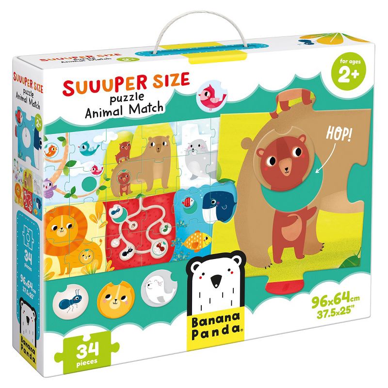 Banana Panda Suuuper Size Puzzle Animal Match - Large Jigsaw Floor Puzzle for Kids Ages 2+ - 34 Pieces