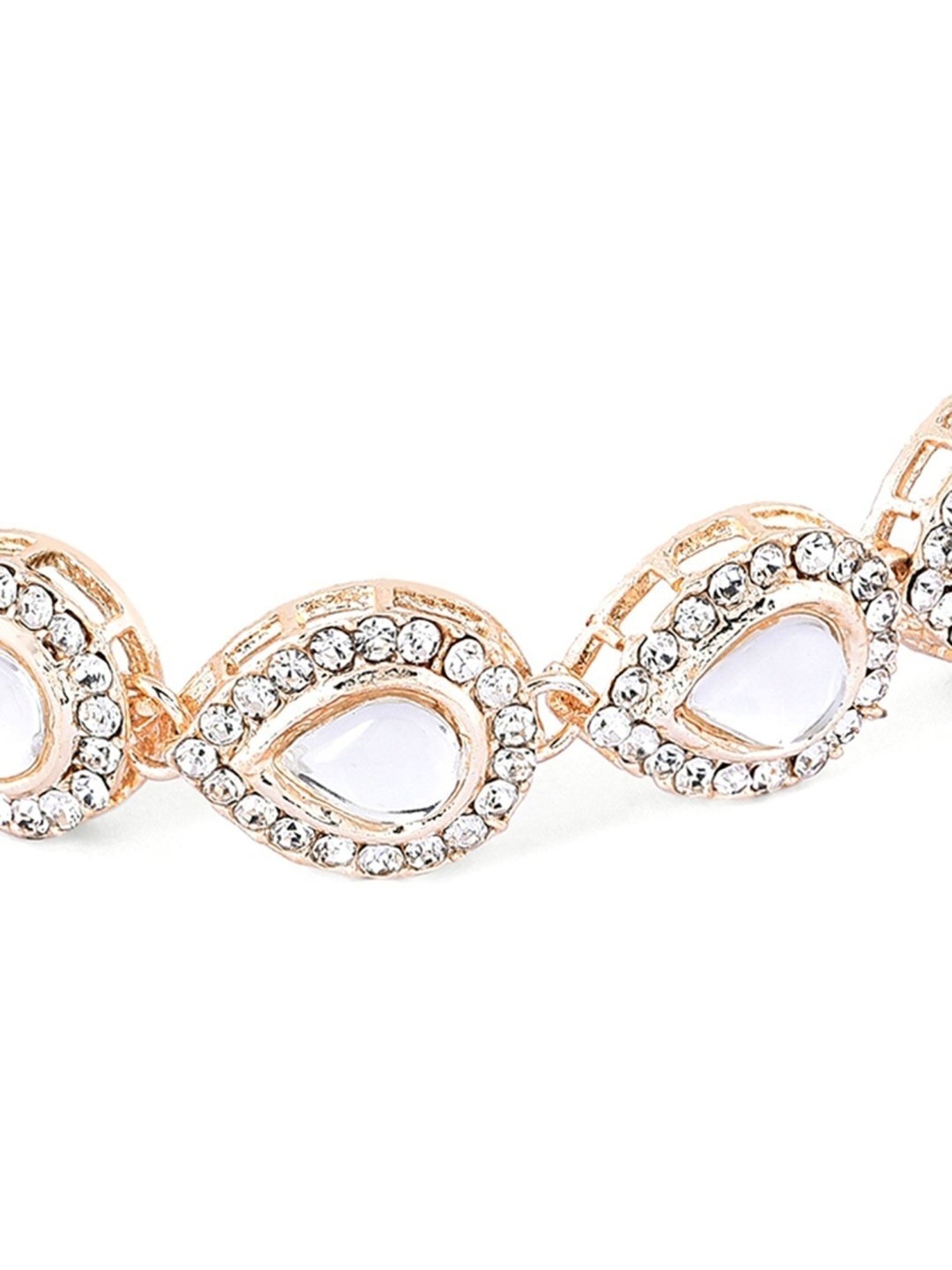 Zaveri Pearls Gold Tone Dazzling Kundan & Austrian Diamond Ethnic Bracelet-ZPFK16498