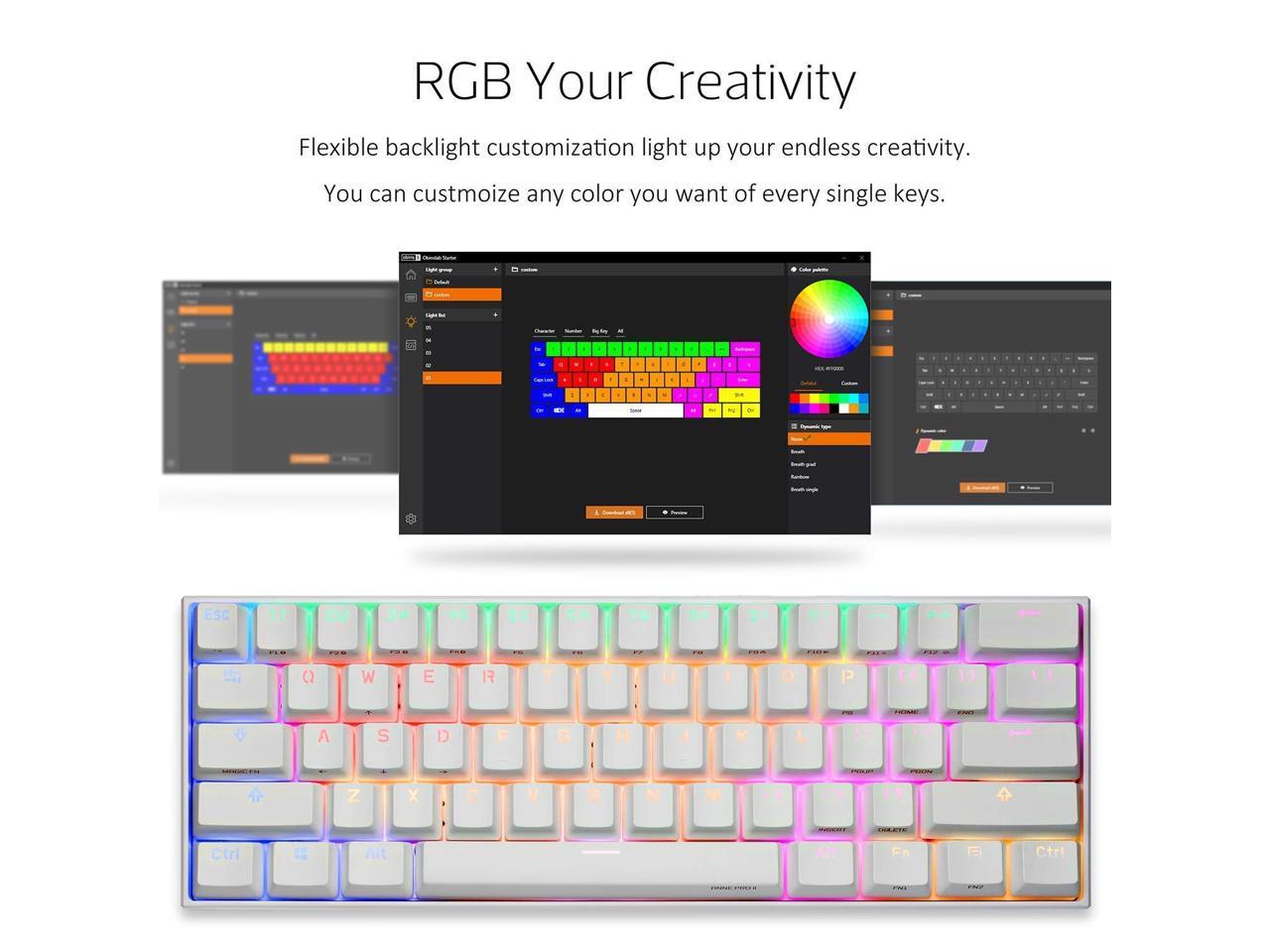 Anne Pro 2 60% Mechanical Keyboard Wired/Wireless Dual Mode Full RGB Double Shot PBT - Brown Switch