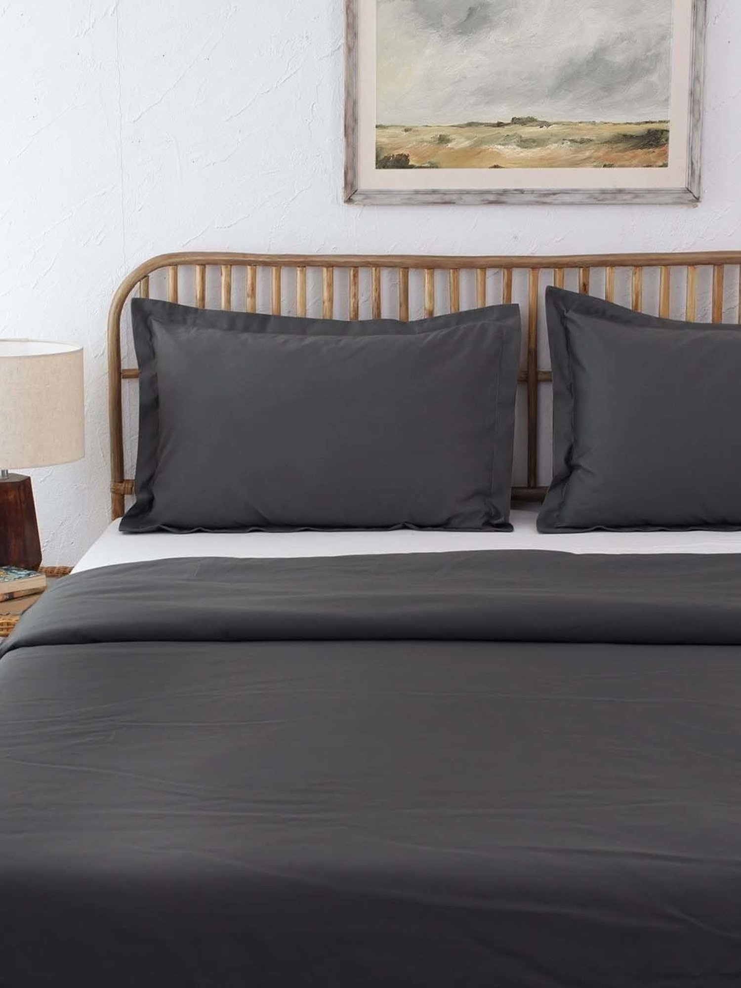 House This Pepper Grey Cotton 600 TC Double Duvet Cover