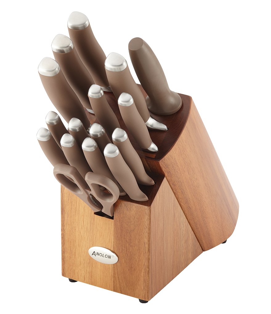 Anolon SureGrip 17-Piece Stainless Steel Cutlery Block Set