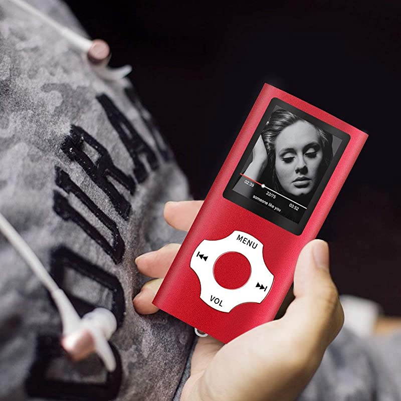 Digital Compact and Portable MP3 MP4 Player Max Support 64 GB Micro SD Card with Photo Viewer EBook Reader and Voice Recorder and FM Radio Video Movie in Red