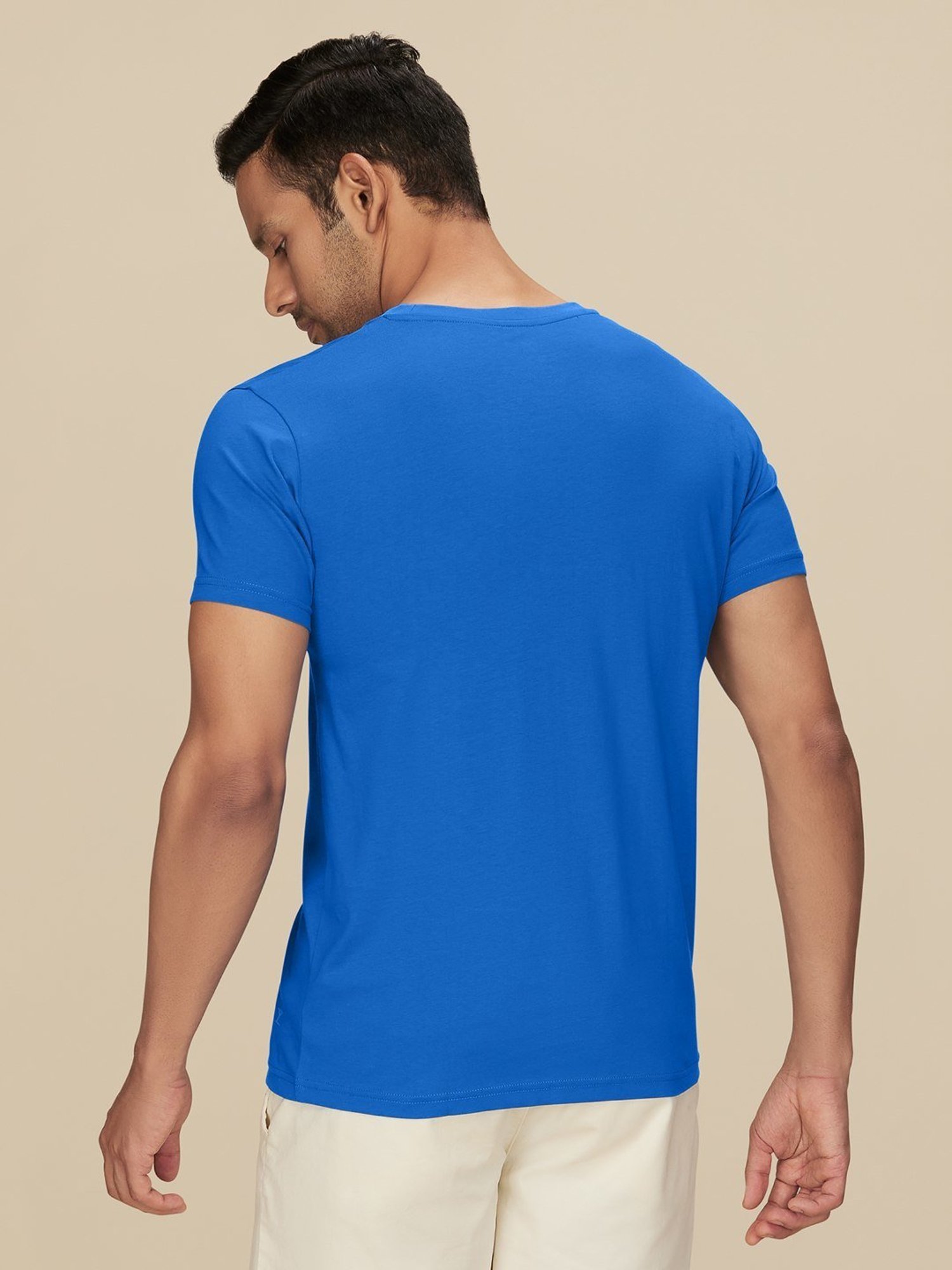 XYXX Olympic Blue Cotton Regular Fit T-Shirts