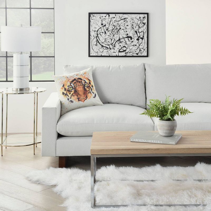 18"x18" Reversible Indoor/Outdoor Tiger and Chevron Print Square Throw Pillow - Mina Victory