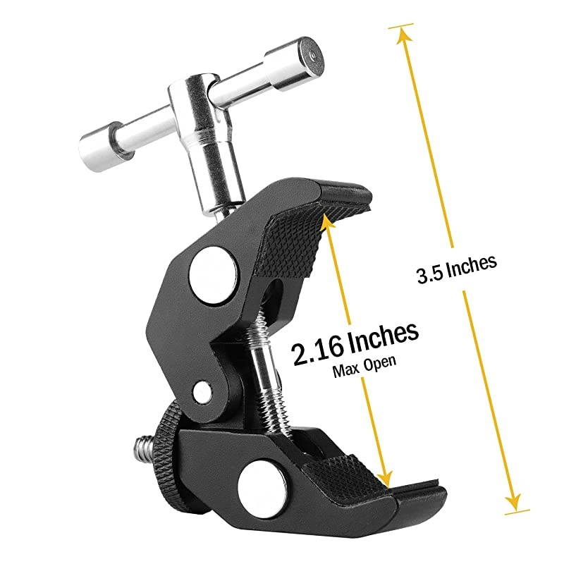 Super Clamp Photography Camera Crab Clamp with 1420 to 14 20 Screw Converter for 15mm Rods Lights UmbrellasShelvesCross Bars and More