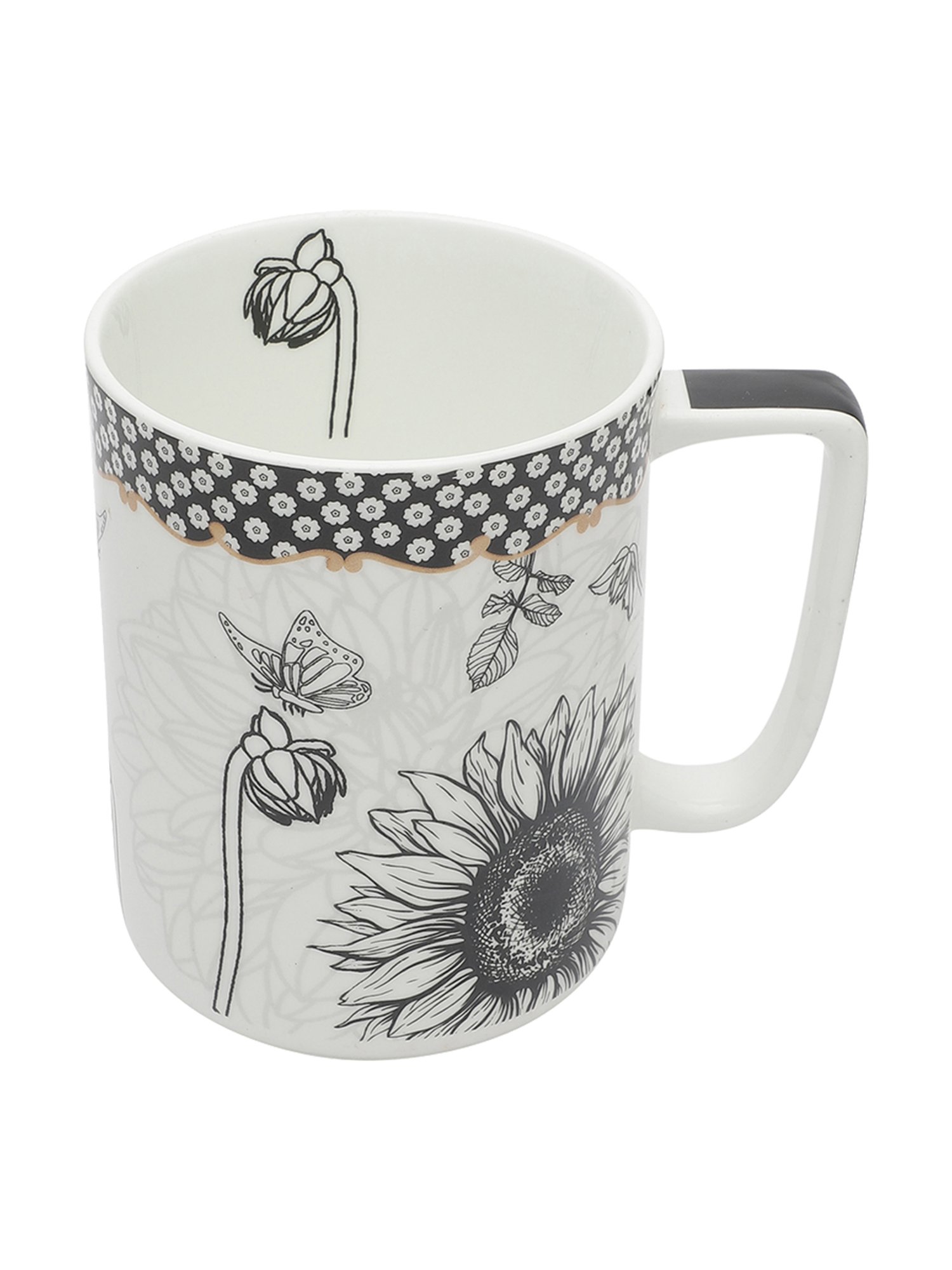 Clay Craft Multicolor Fine Ceramic Abstract Milk Mug - 350 ml - 1 Pc