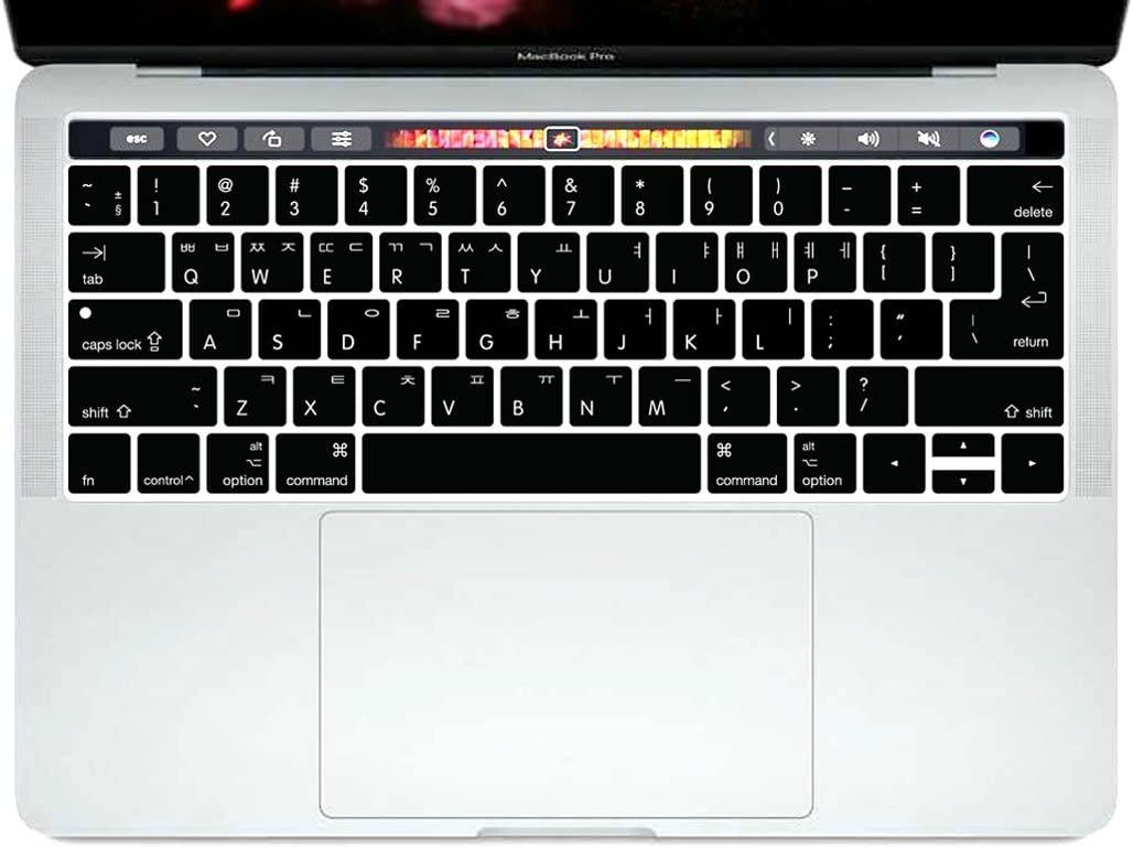 HRH Korean Language Silicone Keyboard Cover Skin for MacBook New Pro with Touch Bar 13 Inch and 15 Inch (A1989/A1706,A1990/A1707) 2018 2016 2017 Release with Touch ID,Both European/USA Layout