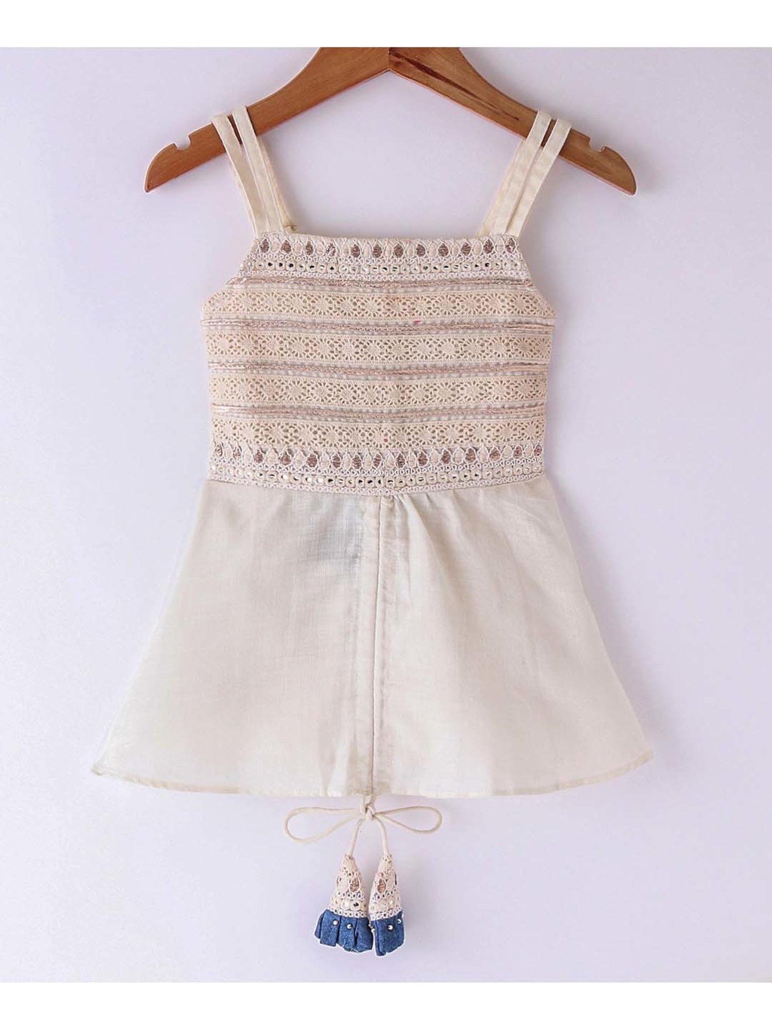 TWISHA Kids Off-White & Pink Embroidered Top Set