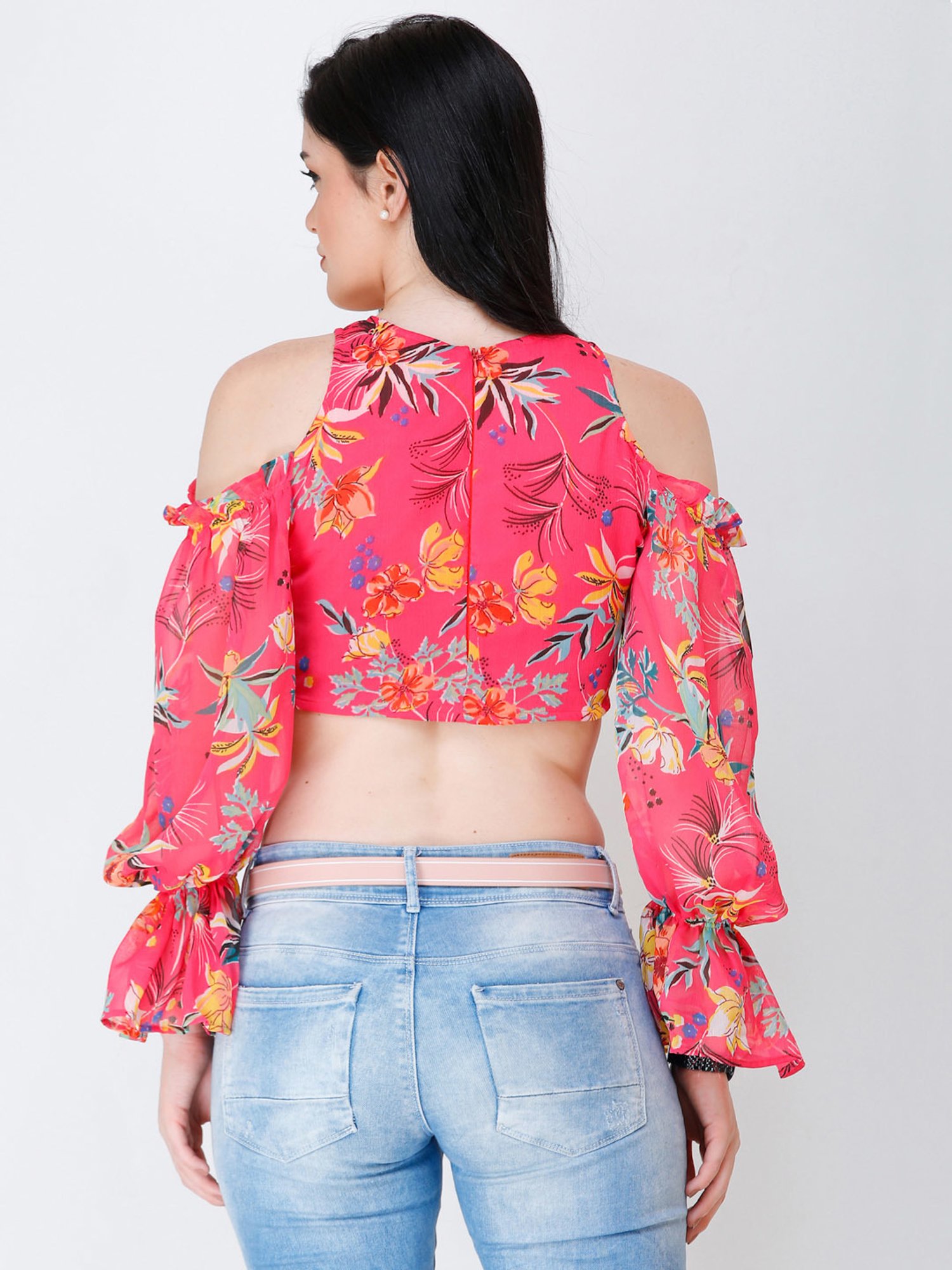 Scorpius Pink Floral Print Crop Top