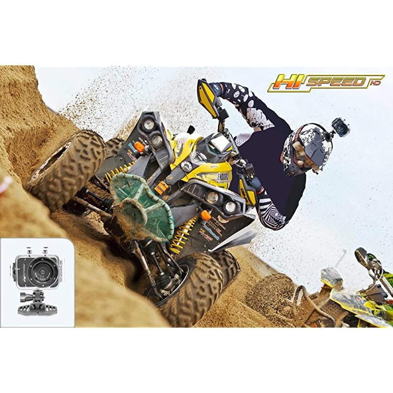 Hi Speed Sports Action Camera - HD 1080P Mini Camcorder w/ 12 MP Cam, 2.4" Touch Screen USB SD Card HDMI, Battery - Waterproof Case, USB Cable, Wireless Remote Control, Mount -  PSCHD60BK (Black)