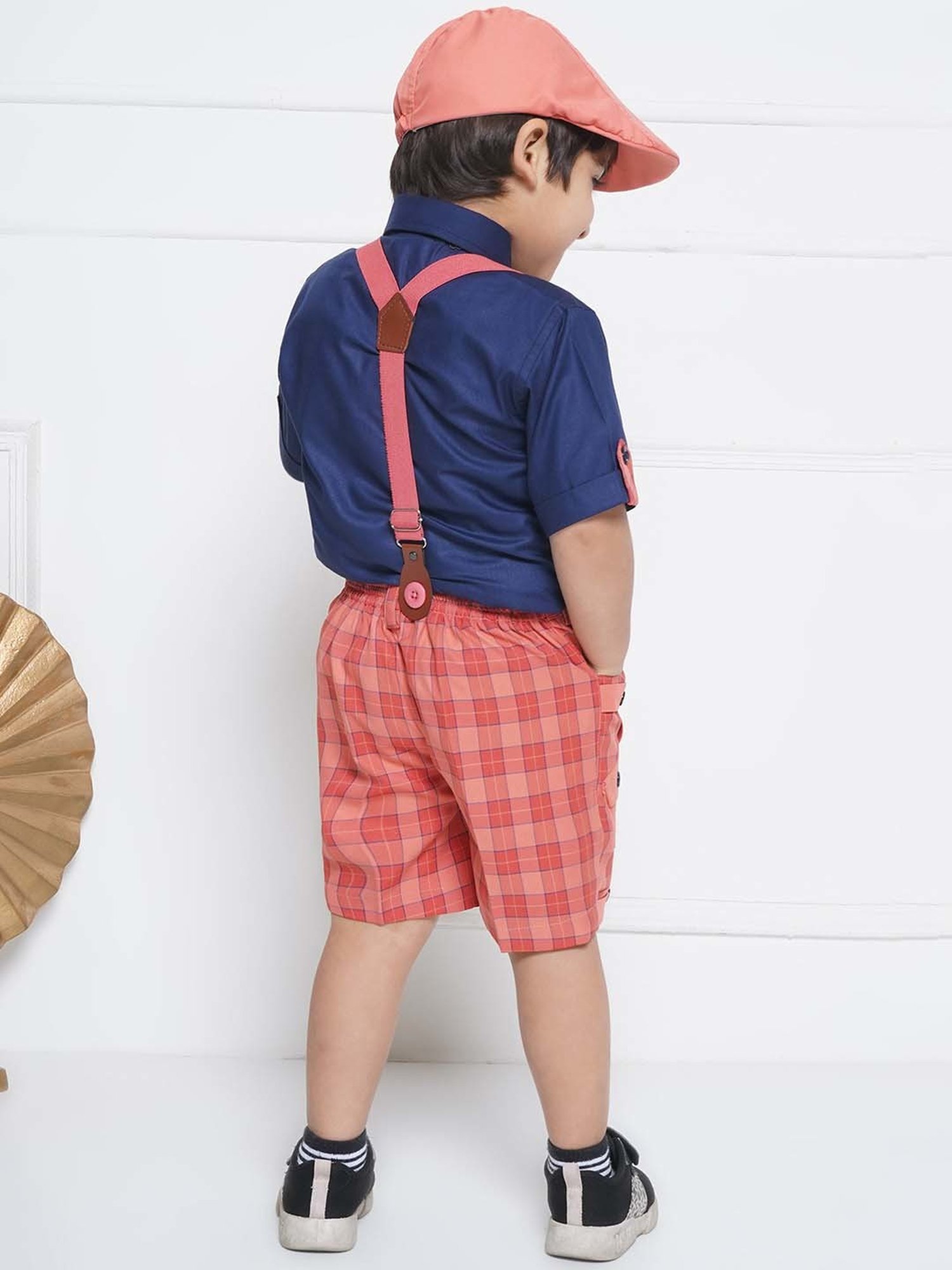 AJ Dezines Kids Navy & Pink Cotton Regular Fit Shirt Set