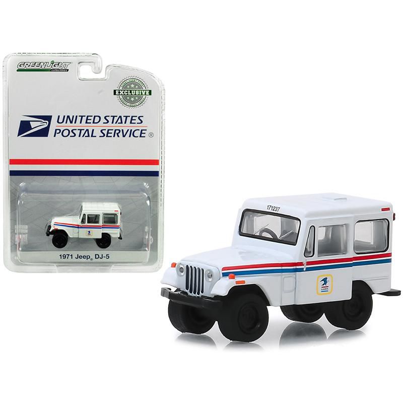 1971 Jeep DJ-5 "United States Postal Service" (USPS) White "Hobby Exclusive" 1/64 Diecast Model Car by Greenlight