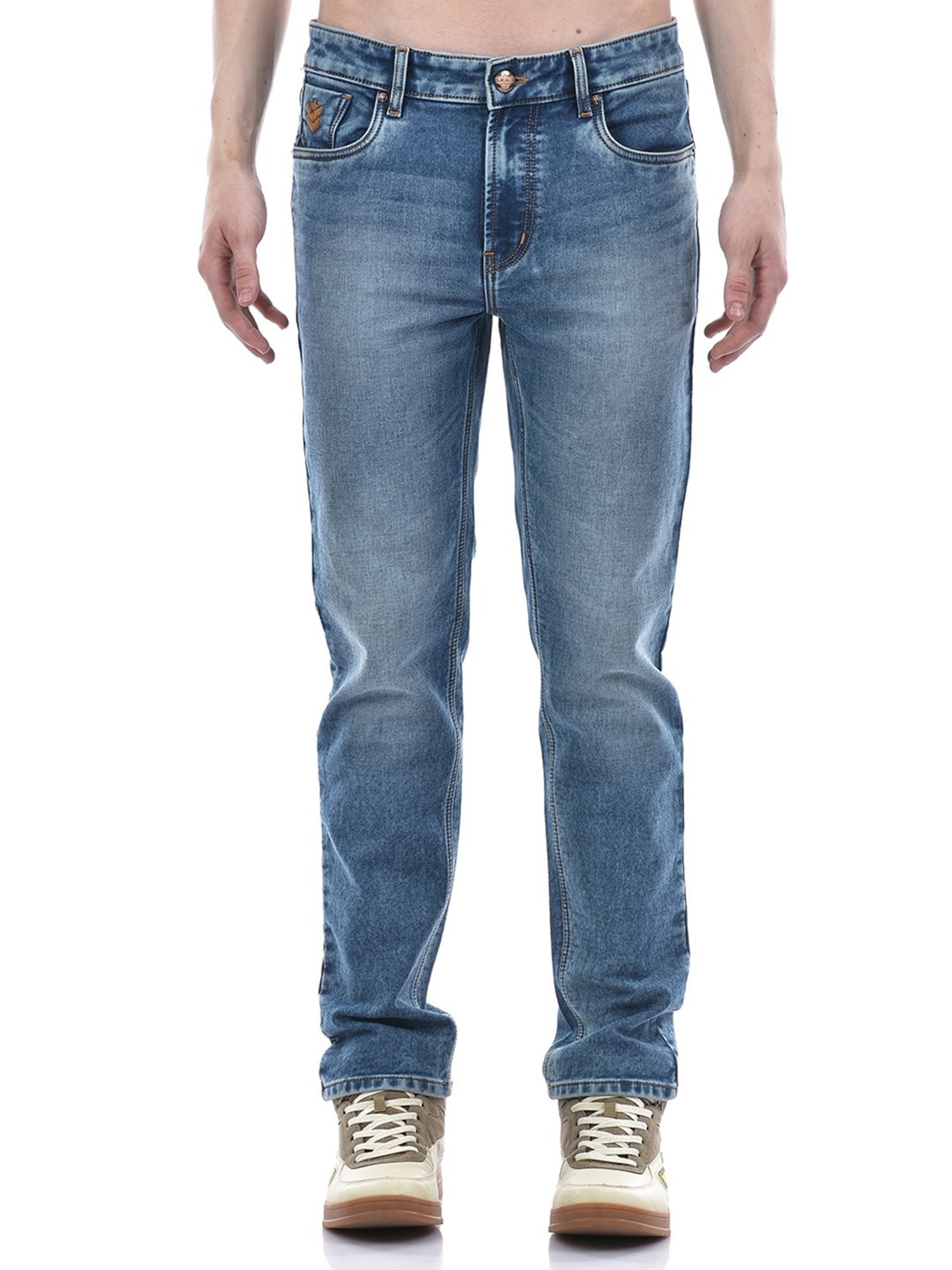NUMERO UNO Light Blue Slim Fit Lightly Washed Jeans