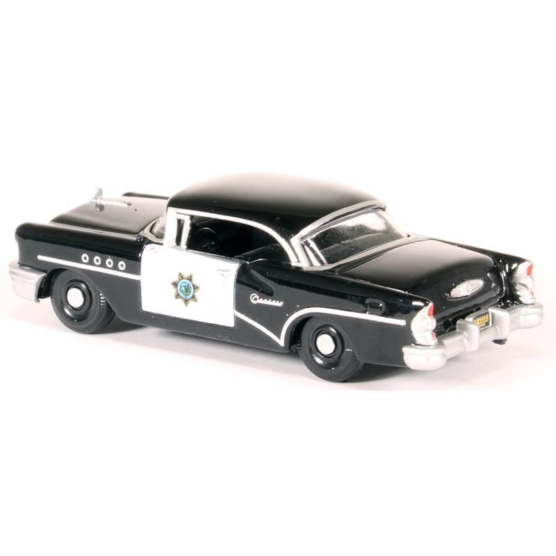 1955 Buick Century "California Highway Patrol" (CHP) Black 1/87 (HO) Scale Diecast Model Car by Oxford Diecast