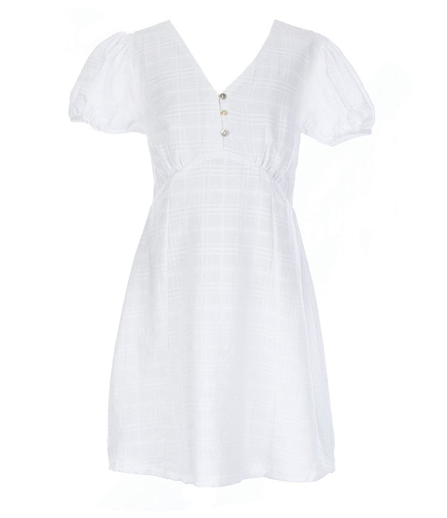 Chelsea & Violet Chelsea & Violet Girls Big Girls 7-16 Puff Sleeve Button-Front Shift Dress