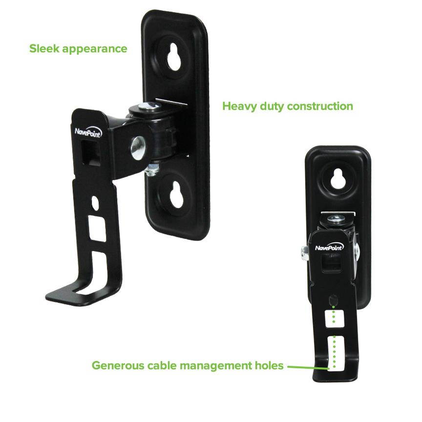 NavePoint SONOS PLAY:1 Speaker Wall Mount Bracket Tilt and Swivel Adjustable Black 4 Pack
