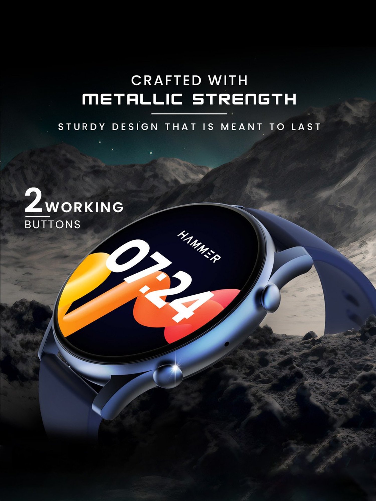 Hammer Glide 1.43 inch AMOLED Display Smartwatch for Men with Bluetooth Calling (Charcoal Black)