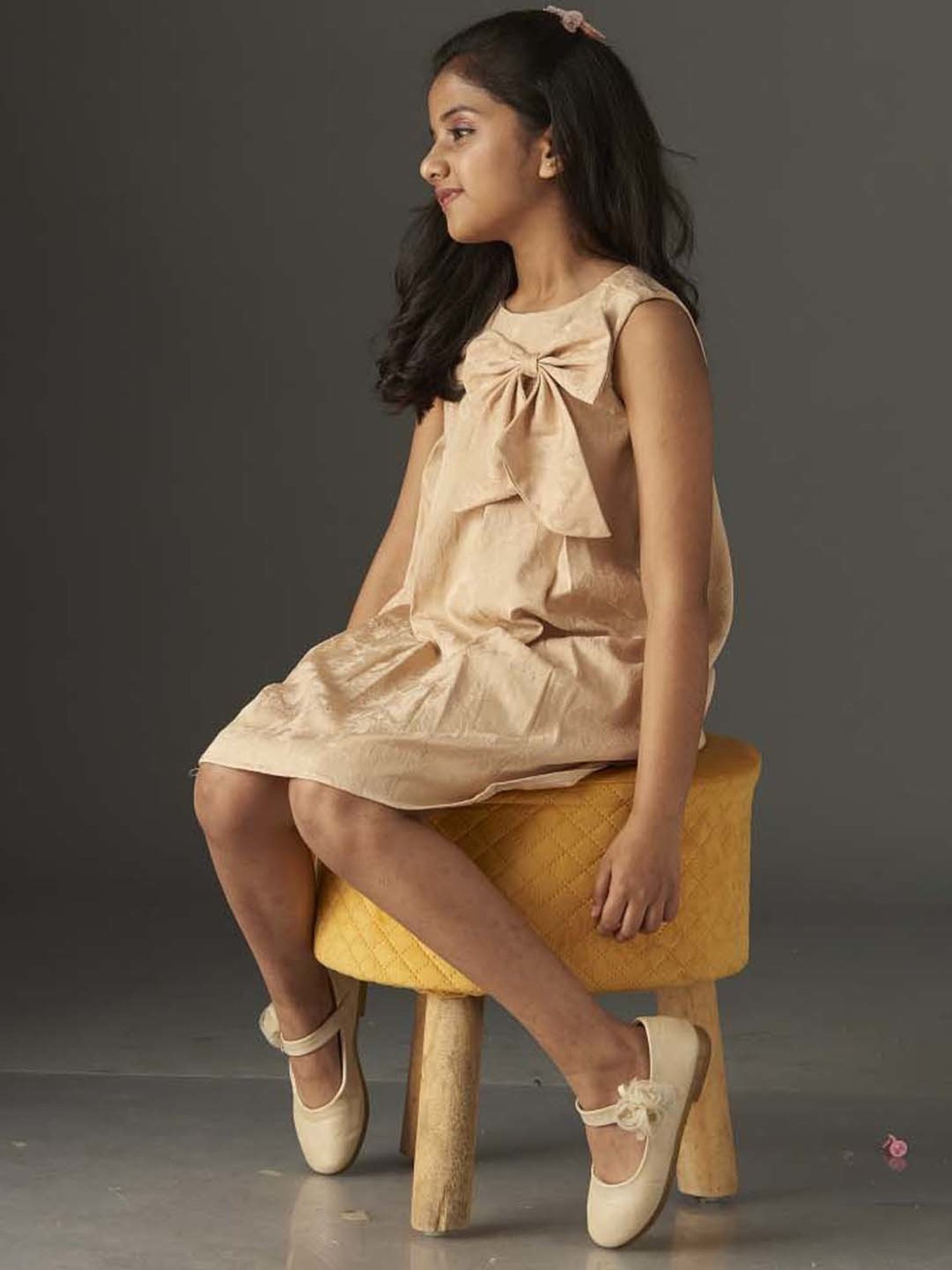 KidsDew Kids Beige Applique Dress