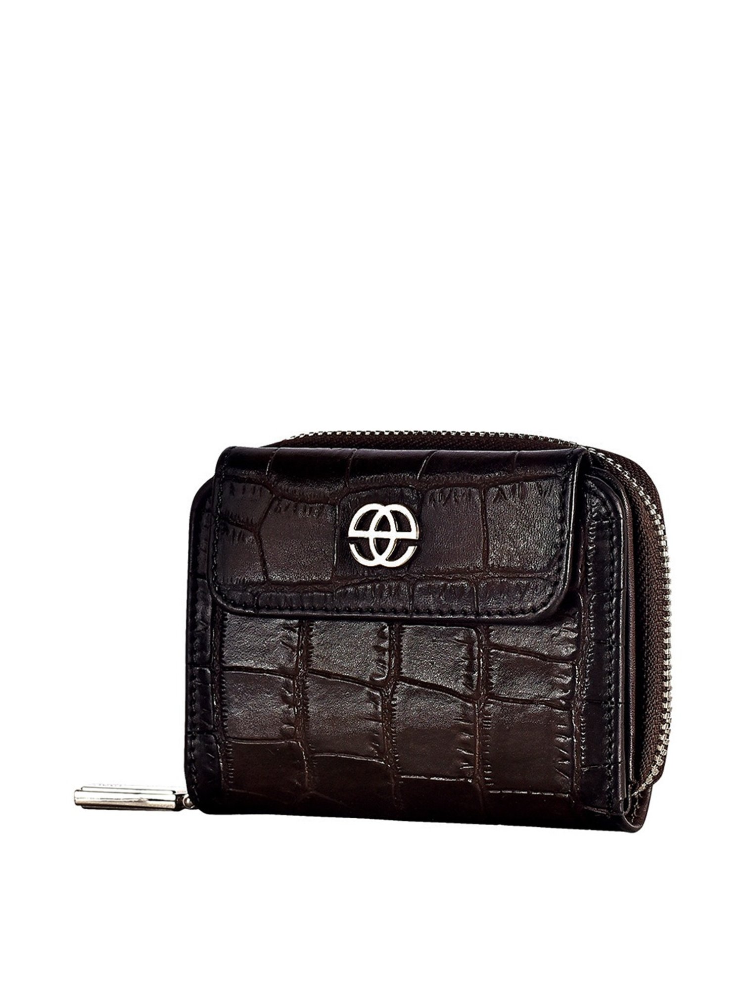 Eske Eva Dark Brown Textured Zip Around Wallet for Women