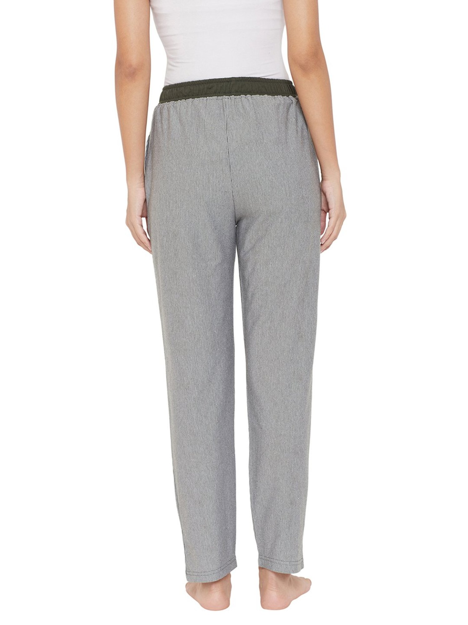 Okane Olive & White Striped Lounge Pants