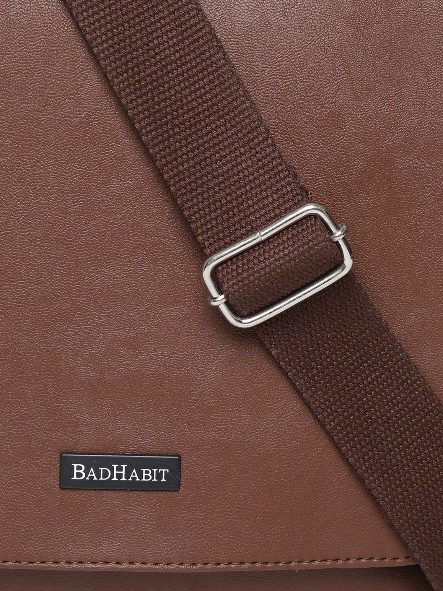 Bad Habit Brown Solid Medium Laptop Cross Body Bag
