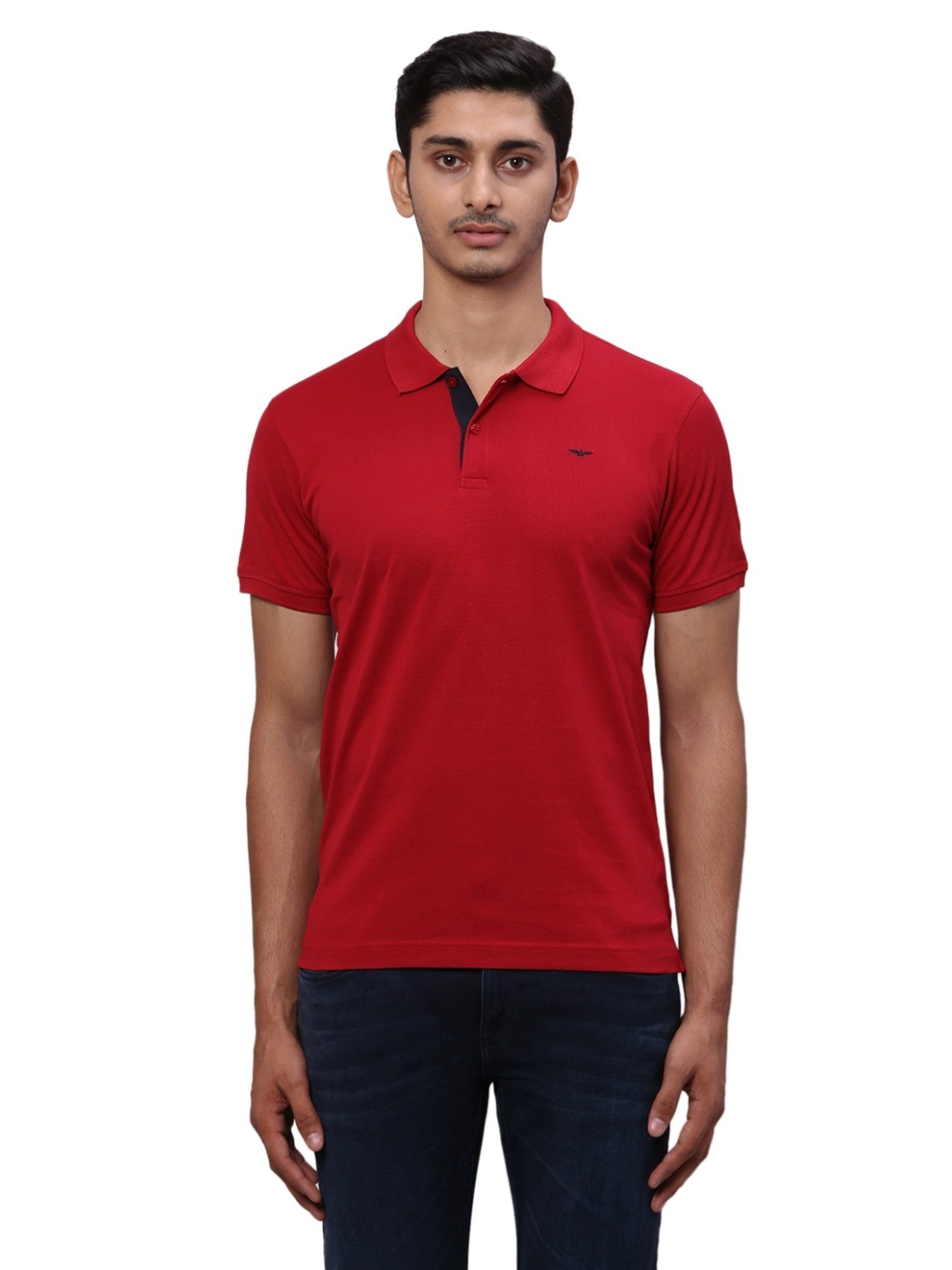 Park Avenue Red Slim Fit Printed Polo T-Shirt