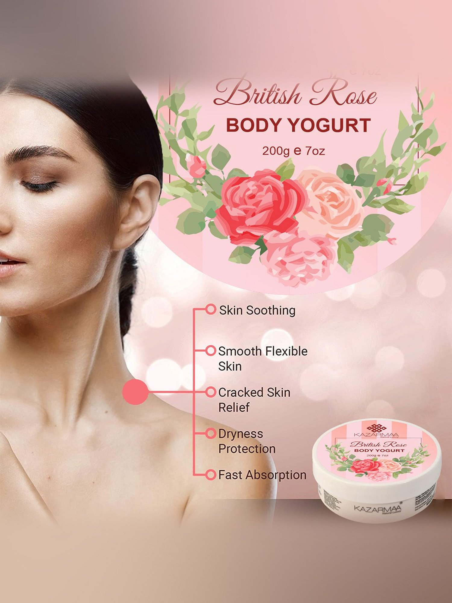 Kazarmaa British Rose Body Yogurt - 200 gm
