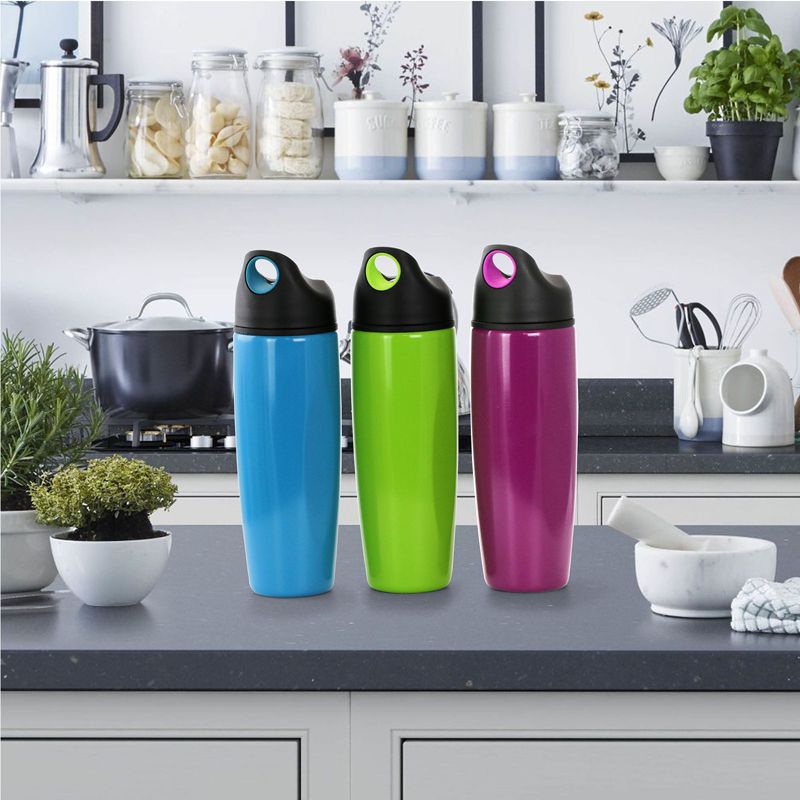 Gibson Home Bluewater 3 Piece 31 Ounce Stainless Steel Hydration Water Bottle Set