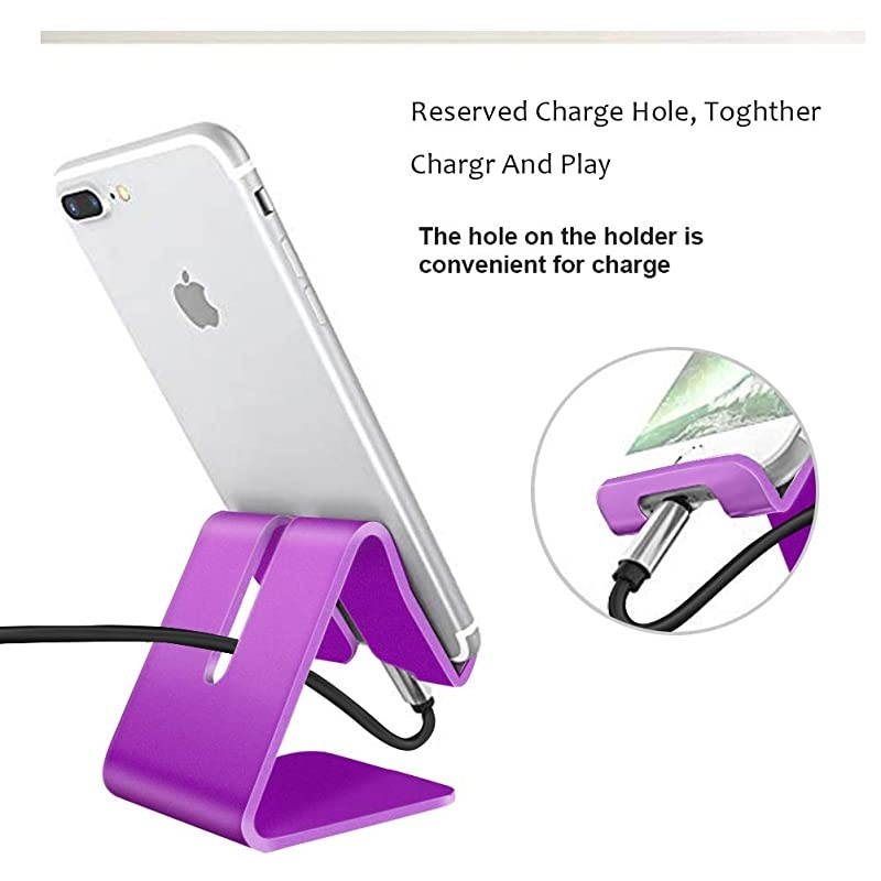 Cell Phone Stand Universal Portable Aluminum Desktop Charger Mount Holder Metal Tablets Dock Cradle for iPhone 11 X 8 7 6 Samsung Galaxy s10 9 All Smartphone Purple