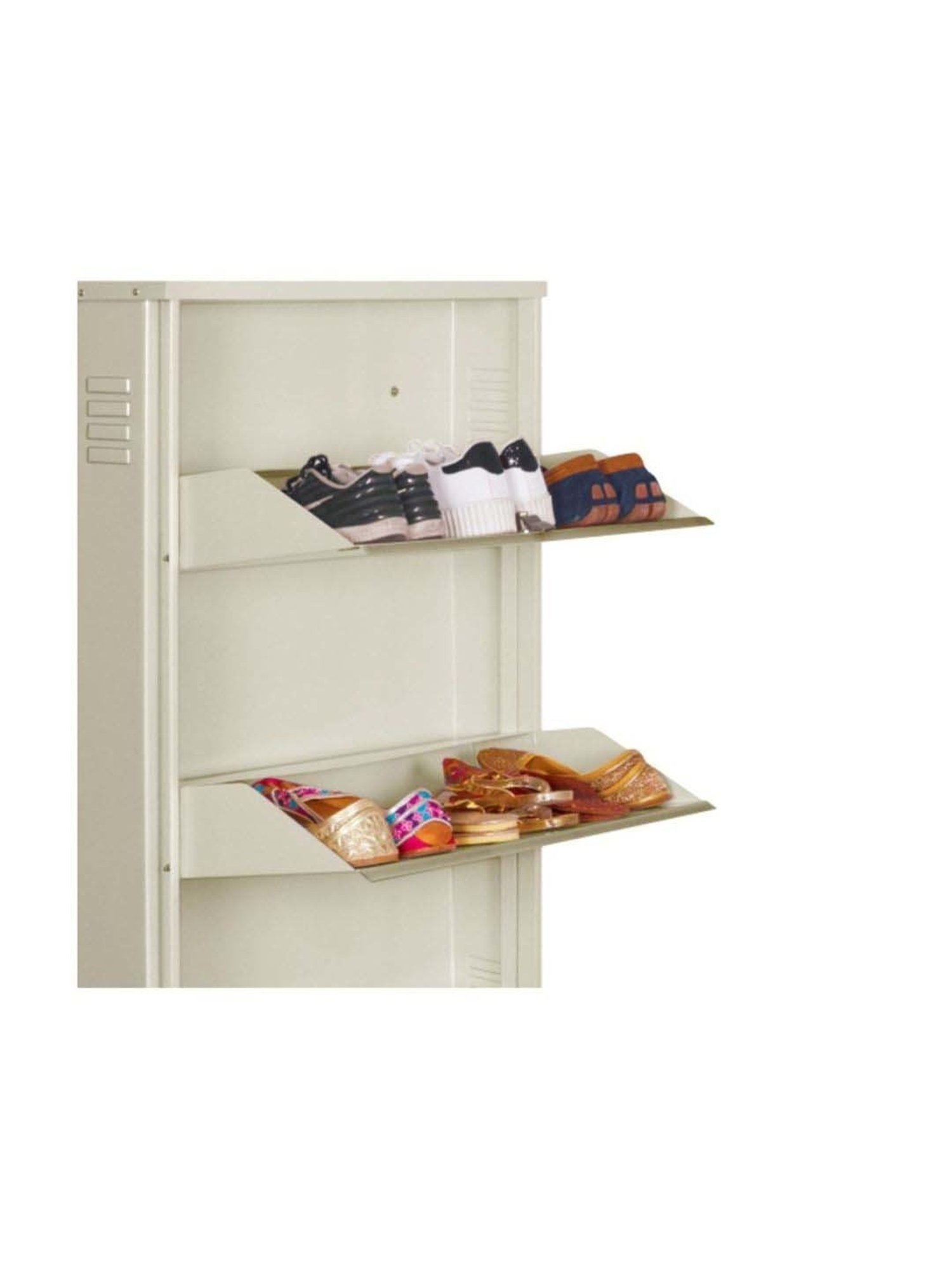 Delite Kom Metal Shoe Rack - 24" 5 Shelf, Ivory, PowderCoat, Wall Mount, DIY