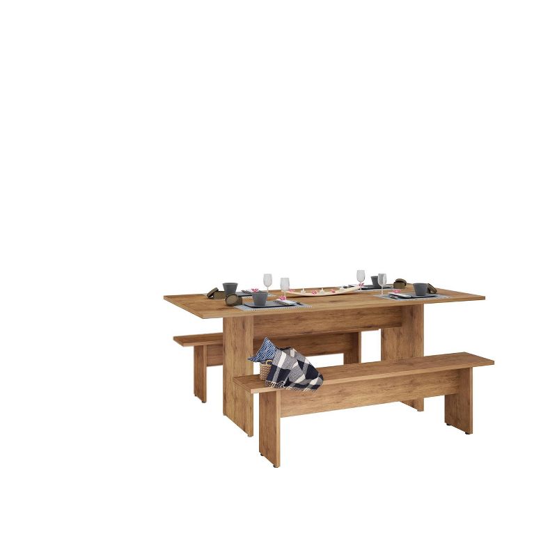 3pc 67.91" Nomad Dining Set Natural - Manhattan Comfort